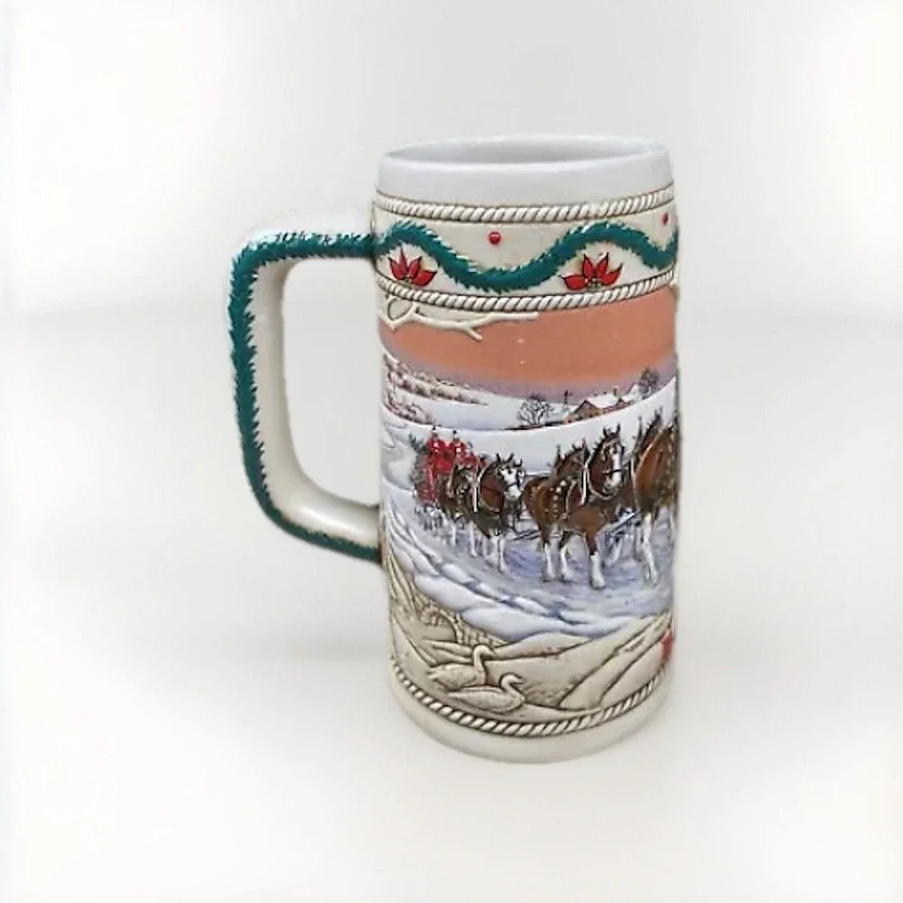 VTG BUDWEISER‎ Anheuser-Busch American Homestead Beer Stein 1996 Holiday